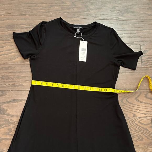Eileen Fisher Fine Tencel Jersey Black Crew Neck Maxi Long Dress Size XS NWT - Picture 8 of 9